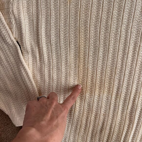 Vintage Bill Blass Sweater Mens L Cream‎ Ribbed Cotton USA Deadstock Hand Framed - Picture 5 of 6